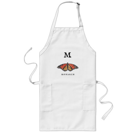 "M" voor Monarch Long Apron Lang Schort (Voorkant)