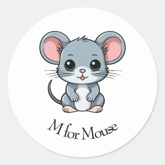 M voor muis ronde sticker (Voorkant)