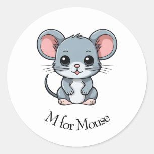 M voor muis ronde sticker