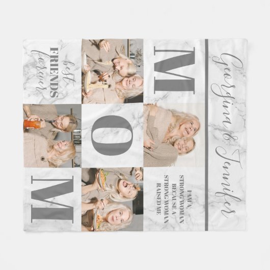Ma 4 Foto Collage Marble Fleece Deken (Voorkant (Horizontaal))