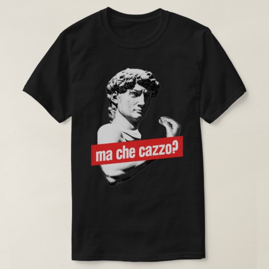 Ma Che Cazzo! Funny David Sculptur met praten Ha T-shirt (Design voorkant)