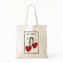 Ma Chérie Romantic Tote Bag | Minimal Heart Cherry