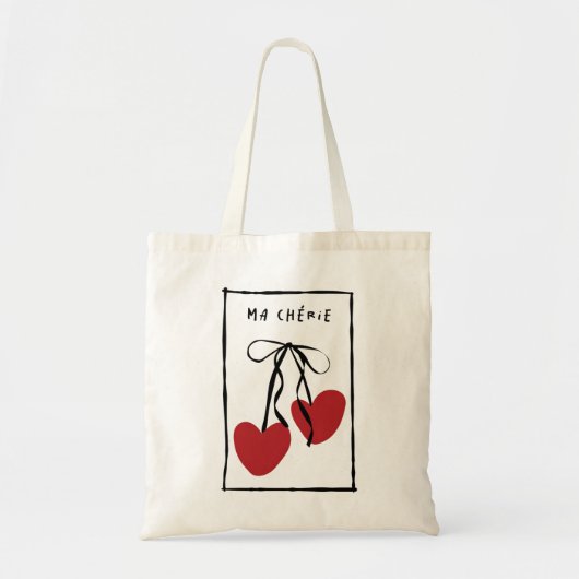 Ma Chérie Romantische Tote Bag | Minimaal Hart Ker (Voorkant)