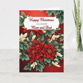 Ma en papa Kerstmis Poinsettias Feestdagen Kaart