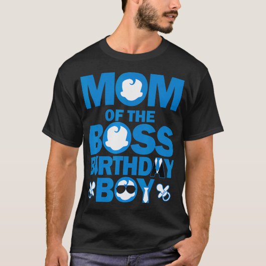 Ma en papa van de baas verjaardagsjongen Baby fami T-shirt (Voorkant)