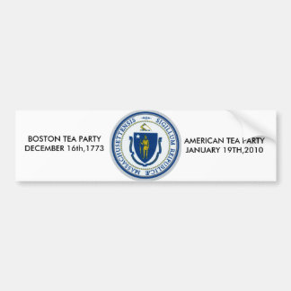 ma flag, AMERICAN TEA PARTYJANUARY 19.2010, B... Bumpersticker