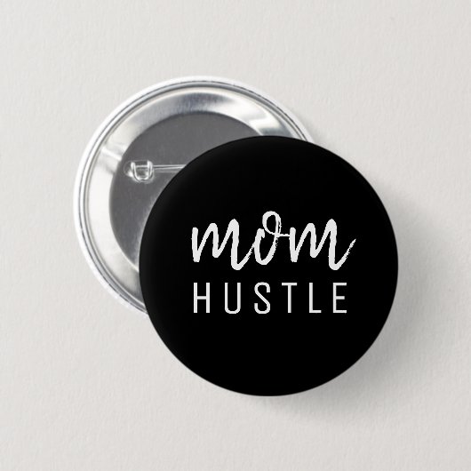 Ma Hustle | Modern Script Black Moederdag Ronde Button 5,7 Cm (Voorkant /achterkant)