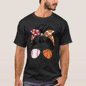 Ma Life Baseball Basketball Mam Bun Funny M T-shirt (Voorkant)