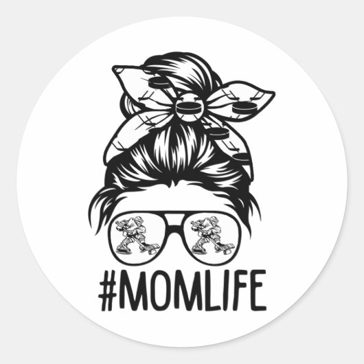 Ma Life Hockey Moederdag Messy Bun Ronde Sticker (Voorkant)