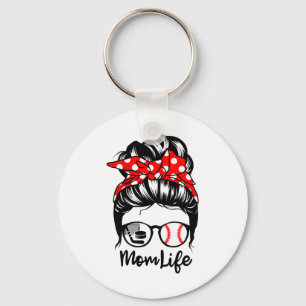 Ma Life Messy Bun Hair Funny Baseball Hockey mama Sleutelhanger