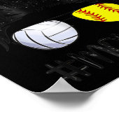 Ma Life Softball Volleyball mama Moederdag Mess Poster (Hoek)