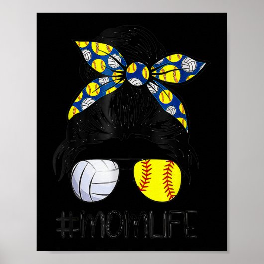 Ma Life Softball Volleyball mama Moederdag Mess Poster (Voorkant)