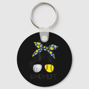 Ma Life Softball Volleyball mama Moederdag Mess Sleutelhanger