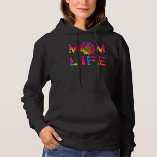 Ma Life Sunflower Tie Dye Hippie mamma Mothers D Hoodie