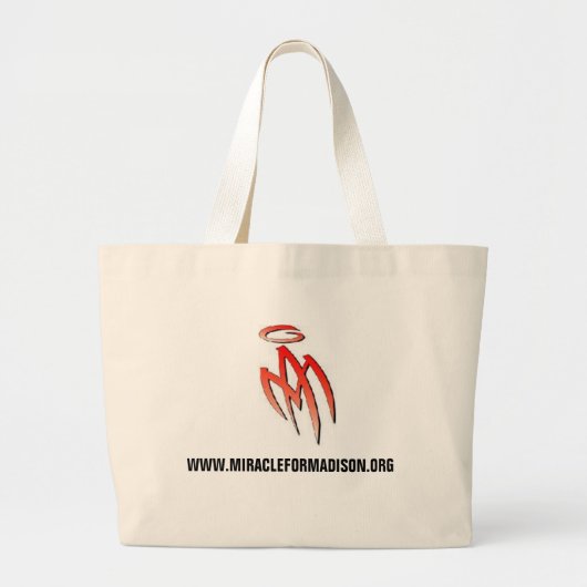 MA - logo, WWW.MIRACLEFORMADISON.ORG Grote Tote Bag (Voorkant)