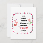 Ma, Mam, Mama, Moeder op een Feestdagenkaart (Voorkant)