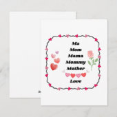 Ma, Mam, Mama, Moeder op een Feestdagenkaart (Voorkant / Achterkant)