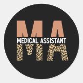 MA Medical Assistant Leopard Print Ronde Sticker (Voorkant)