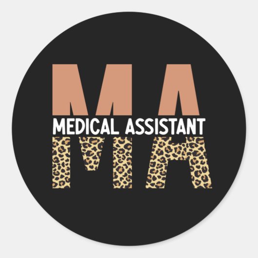 MA Medical Assistant Leopard Print Ronde Sticker (Voorkant)