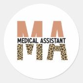 MA Medical Assistant Leopard Print Ronde Sticker (Voorkant)