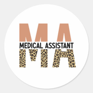 MA Medical Assistant Leopard Print Ronde Sticker