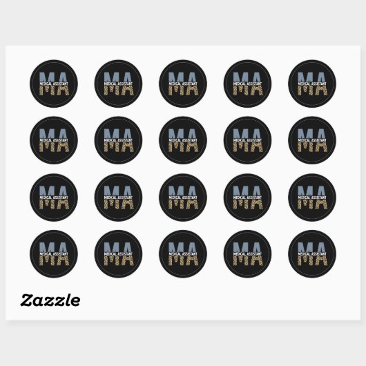 MA Medical Assistant Leopard Print Ronde Sticker (Vel)