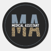 MA Medical Assistant Leopard Print Ronde Sticker (Voorkant)