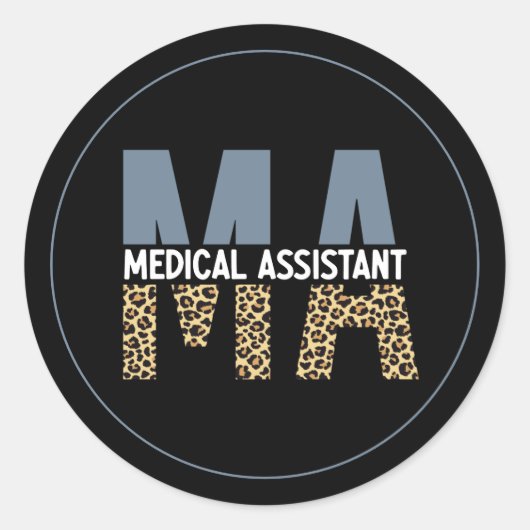 MA Medical Assistant Leopard Print Ronde Sticker (Voorkant)