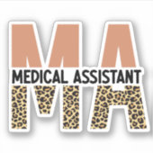 MA Medical Assistant Leopard Print Sticker (Voorkant)