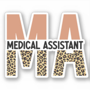 MA Medical Assistant Leopard Print Sticker