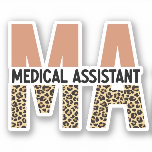 MA Medical Assistant Leopard Print Sticker (Voorkant)
