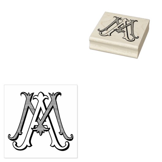 MA Monogram AM Monogram Rubber Ink Stamp Rubberstempel (Gestempeld)