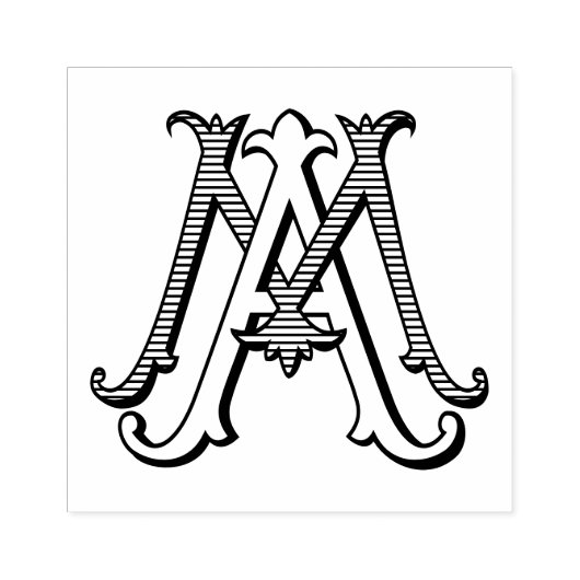 MA Monogram AM Monogram Rubber Ink Stamp Rubberstempel (Afrduk)