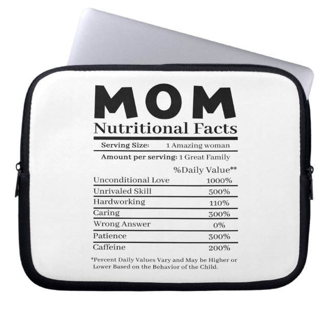 Ma Nutritional Facts Laptop Sleeve (Voorkant)