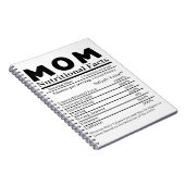 Ma Nutritional Facts Notitieboek (Rechterzijde)