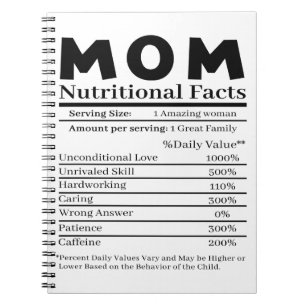 Ma Nutritional Facts Notitieboek