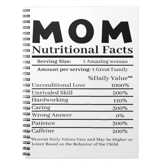 Ma Nutritional Facts Notitieboek (Voorkant)