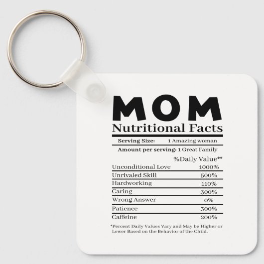 Ma Nutritional Facts Sleutelhanger (Voorkant)