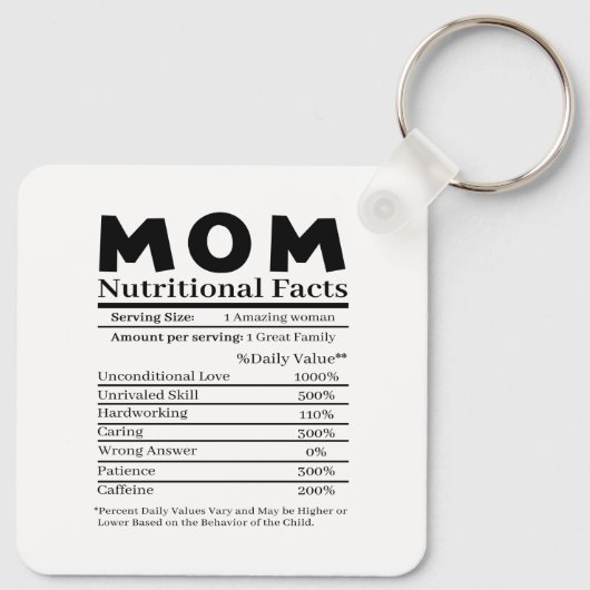 Ma Nutritional Facts Sleutelhanger (Achterkant)