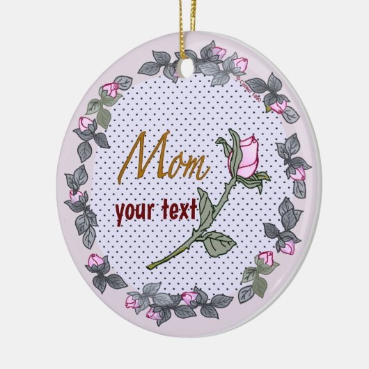 Ma Pink Rosebud Keramisch Ornament (Links)