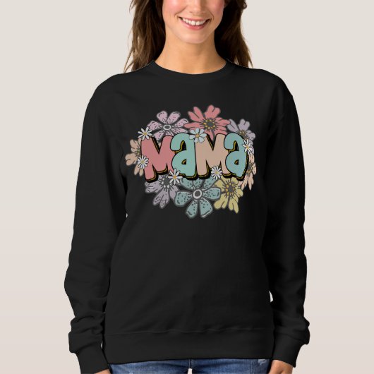 Ma Pullover Black Retro Mama Floral Sweatshirt (Voorkant)