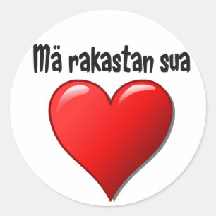 Mä rakastan sua - Ik hou van je in het Fins Ronde Sticker