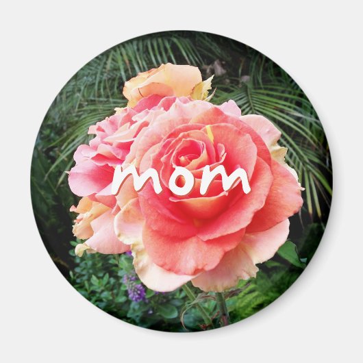 Ma script roze roos bloem fotografie modern magneet (Voorkant)