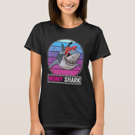 Ma Shark Ocean Animal Family Mam Moederdag T-shirt (Voorkant)