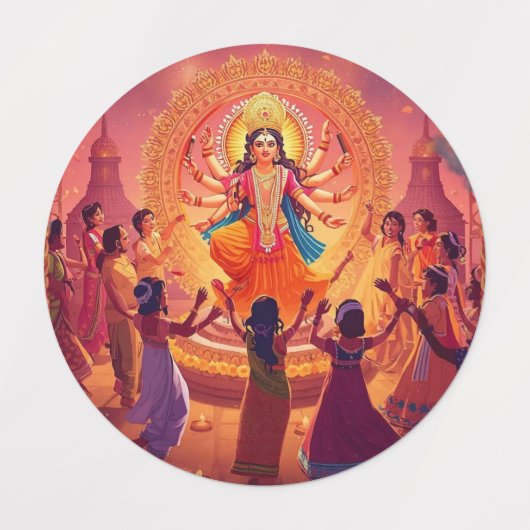 Maa Durga – Het hart van de Dussehra-feesten Labels (Design 1)