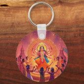 Maa Durga – Het hart van de Dussehra-feesten Sleutelhanger (Achterkant)