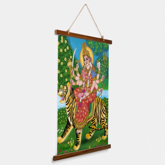 Maa Durga-poster Hangend Wandkleed (Gebogen)