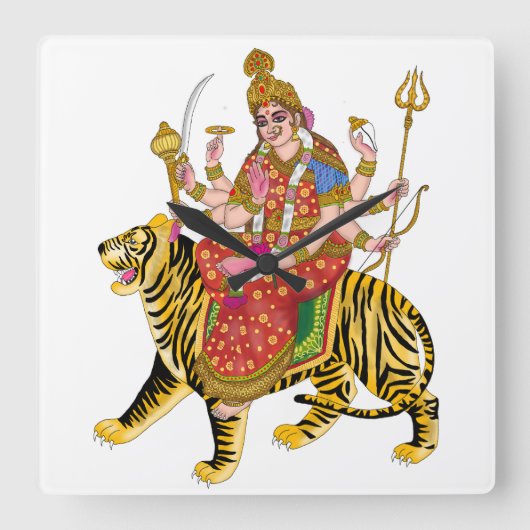 Maa Durga wandklok (Voorkant)