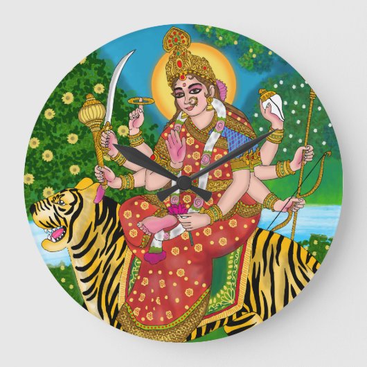 Maa Durga wandklok (Voorkant)