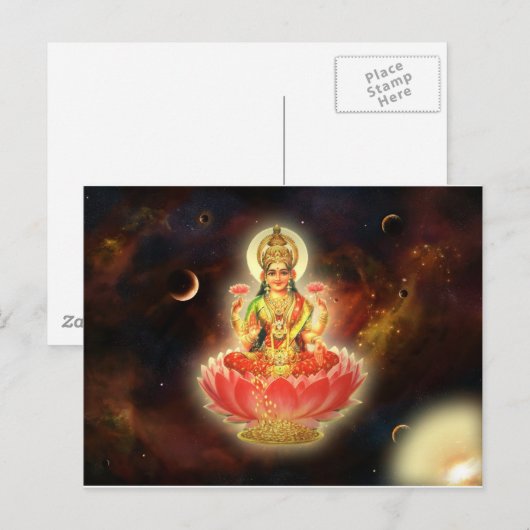 Maa Maha Lakshmi Devi Laxmi Goddess of Wealth Briefkaart (Voorkant / Achterkant)